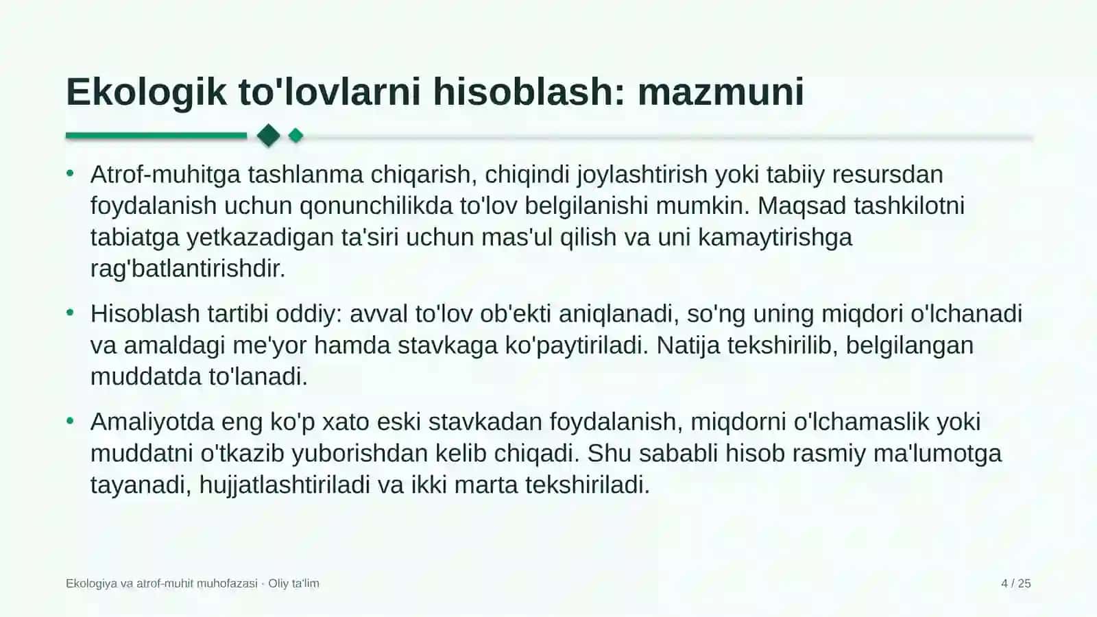 dorixonalarda ekologik to'lovlarni hisoblash 8173 4