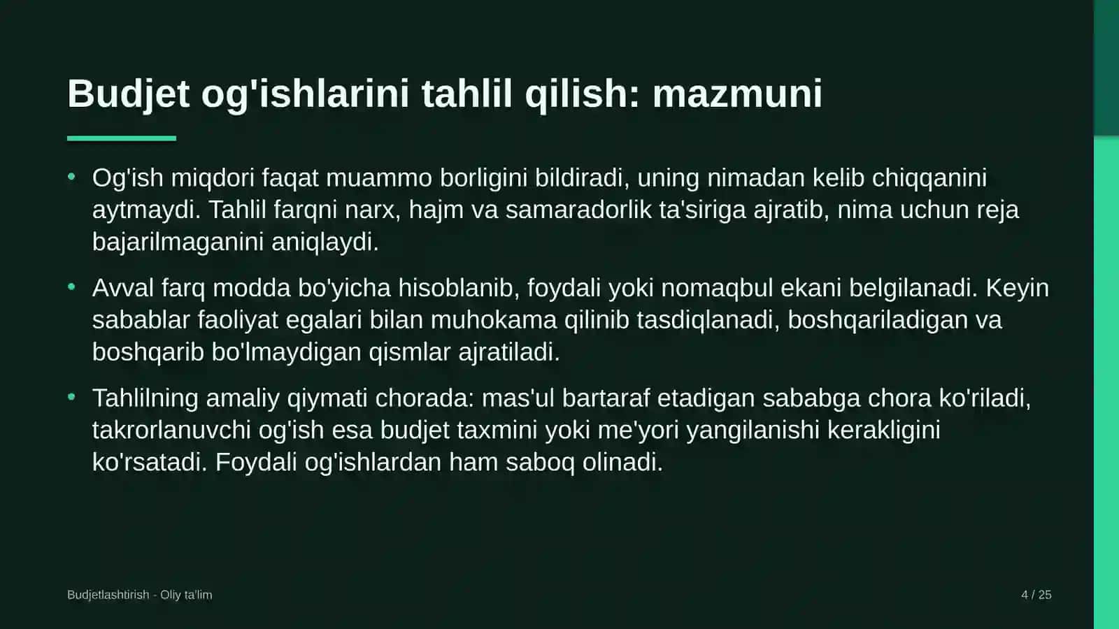 elektr montaj ishlarida budjet og'ishlarini tahlil qilish 8665 4