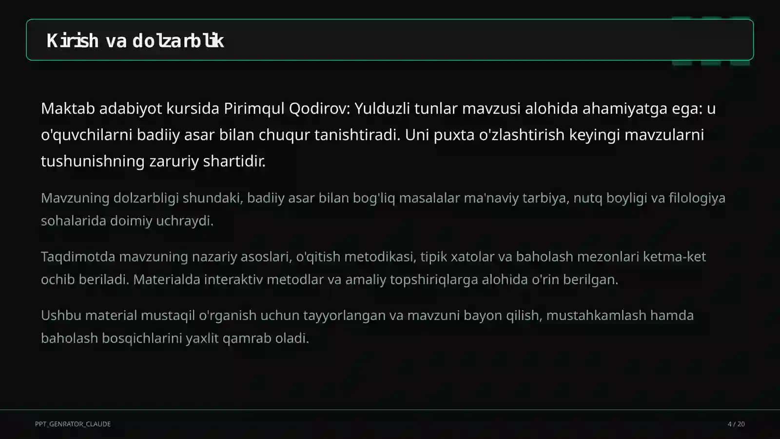 Yulduzli tunlar (11-sinf) 4