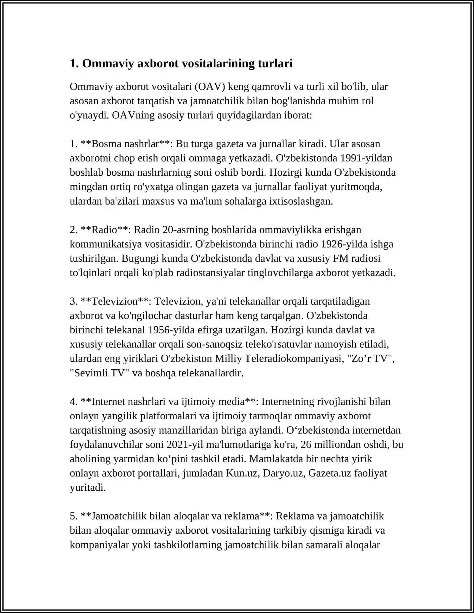OMMAVIY AXBOROT VOSITALARI (OAV) TURLARI VA ULARNING VAZIFALARI 4