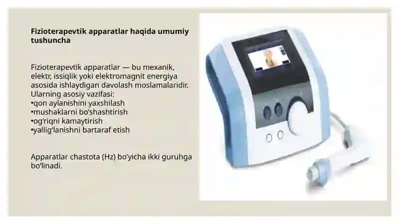 PAST VA YUQORI CHASTOTALI FIZIOTERAPEVTIK APARATLAR. ULARNI ISHLASHINING FIZIK ASOSLARI 4