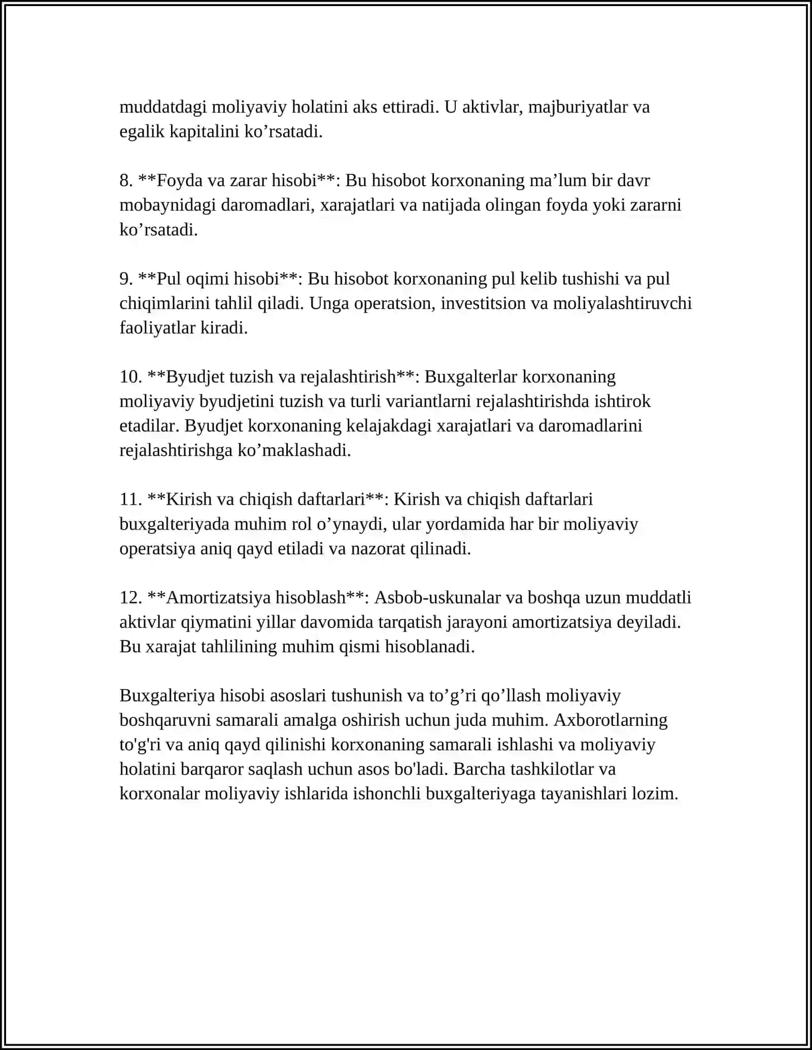 MUSTAQIL ISH Mavzu: BUXGALTERIYA HISOBI TUSHUNCHASI 4