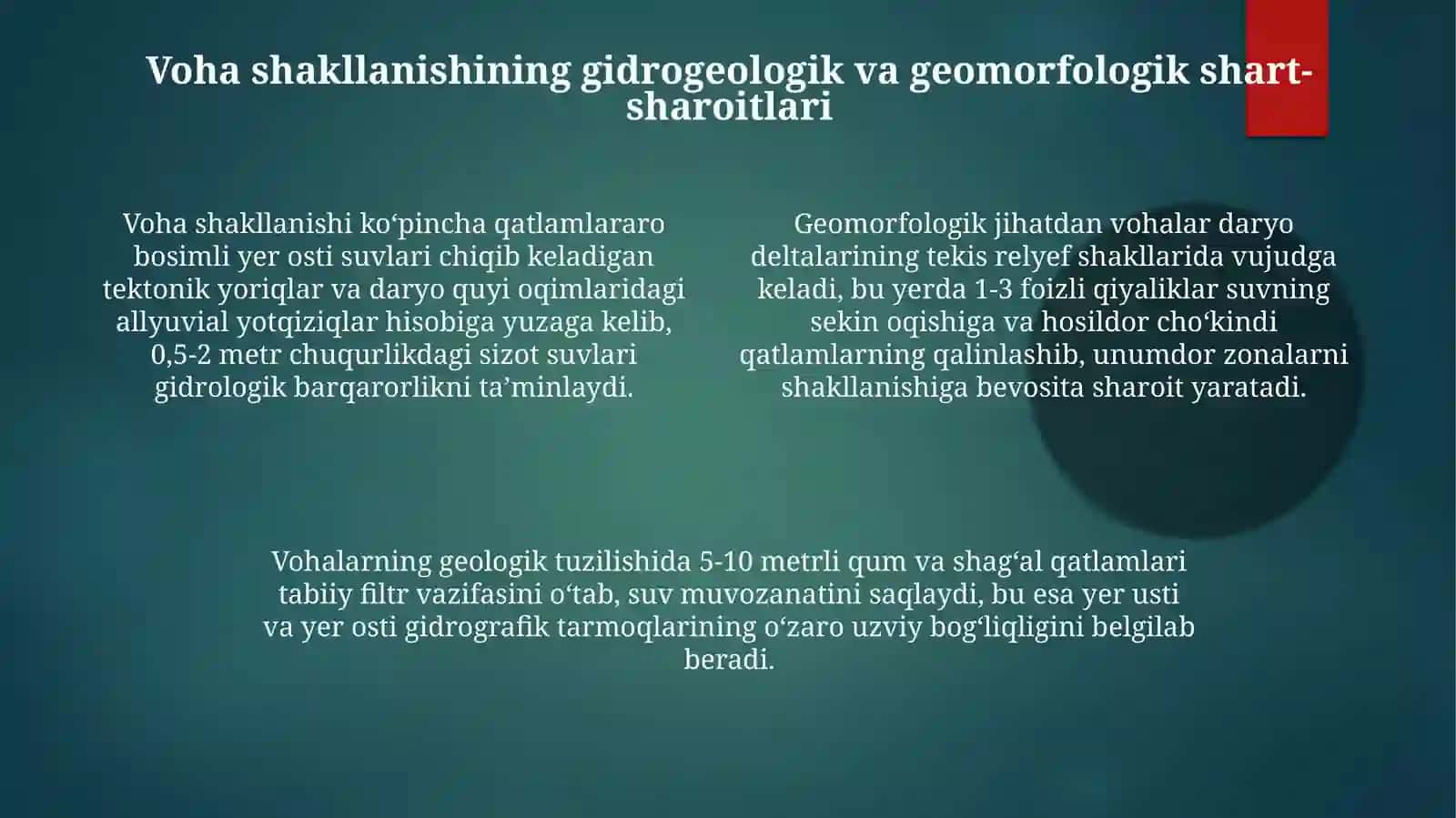 Voha landshaftlari va ularda yuz berayotgan tabiiy geografik jarayonlar tahlili 4