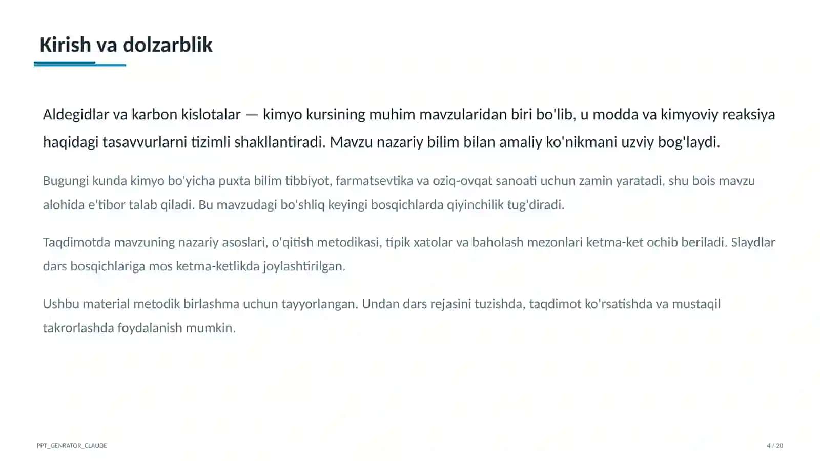 Aldegidlar va karbon kislotalar (10-sinf) 4