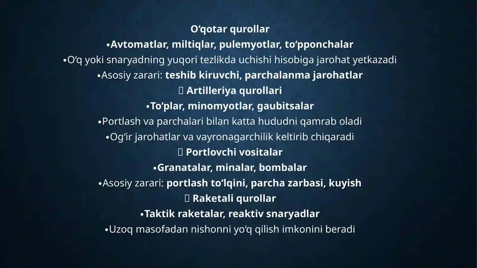 Jangovar jarohatlovchi vositalar 4