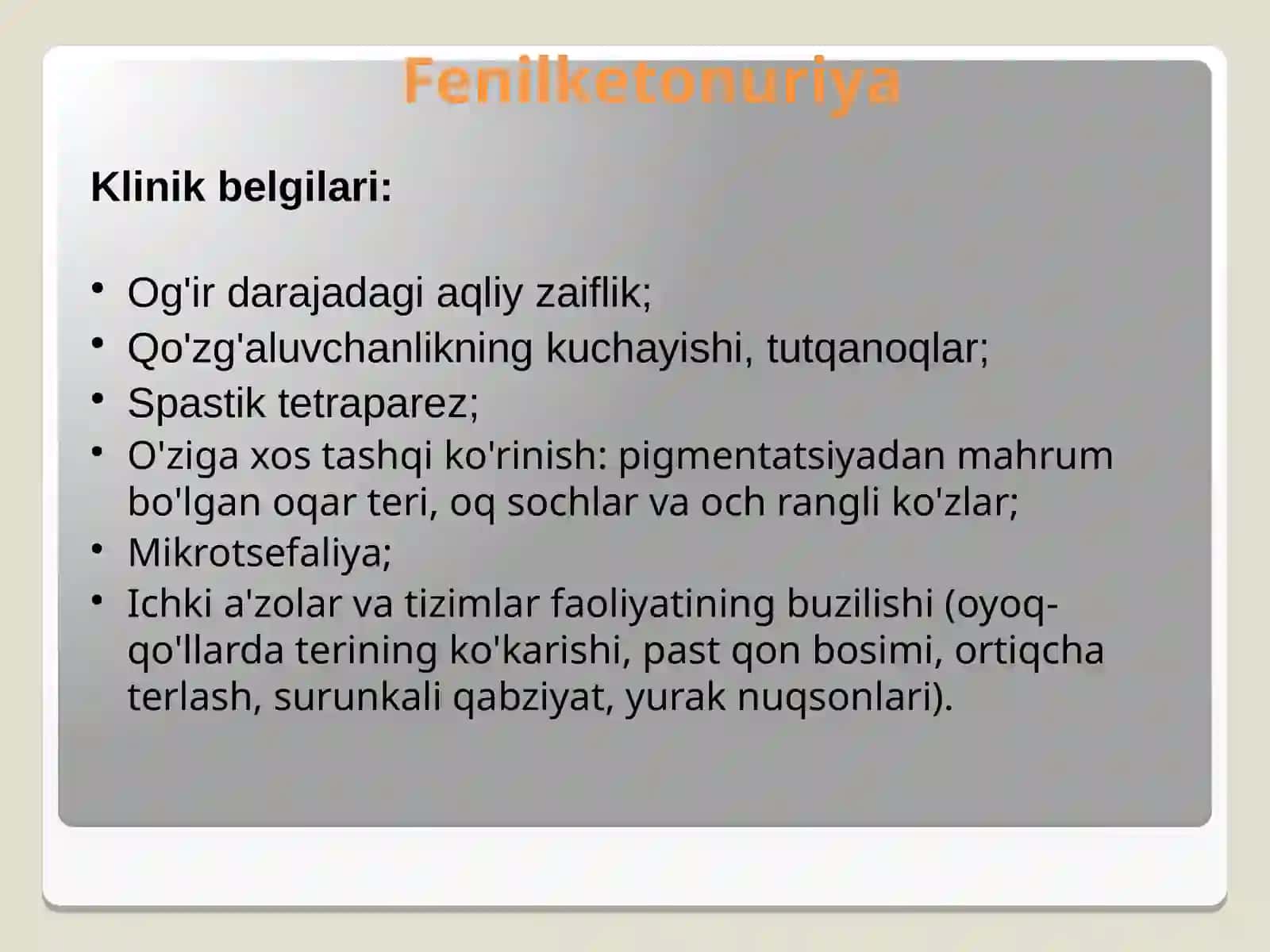Fenilketonuriya kasalligi va diagnostikasi 4