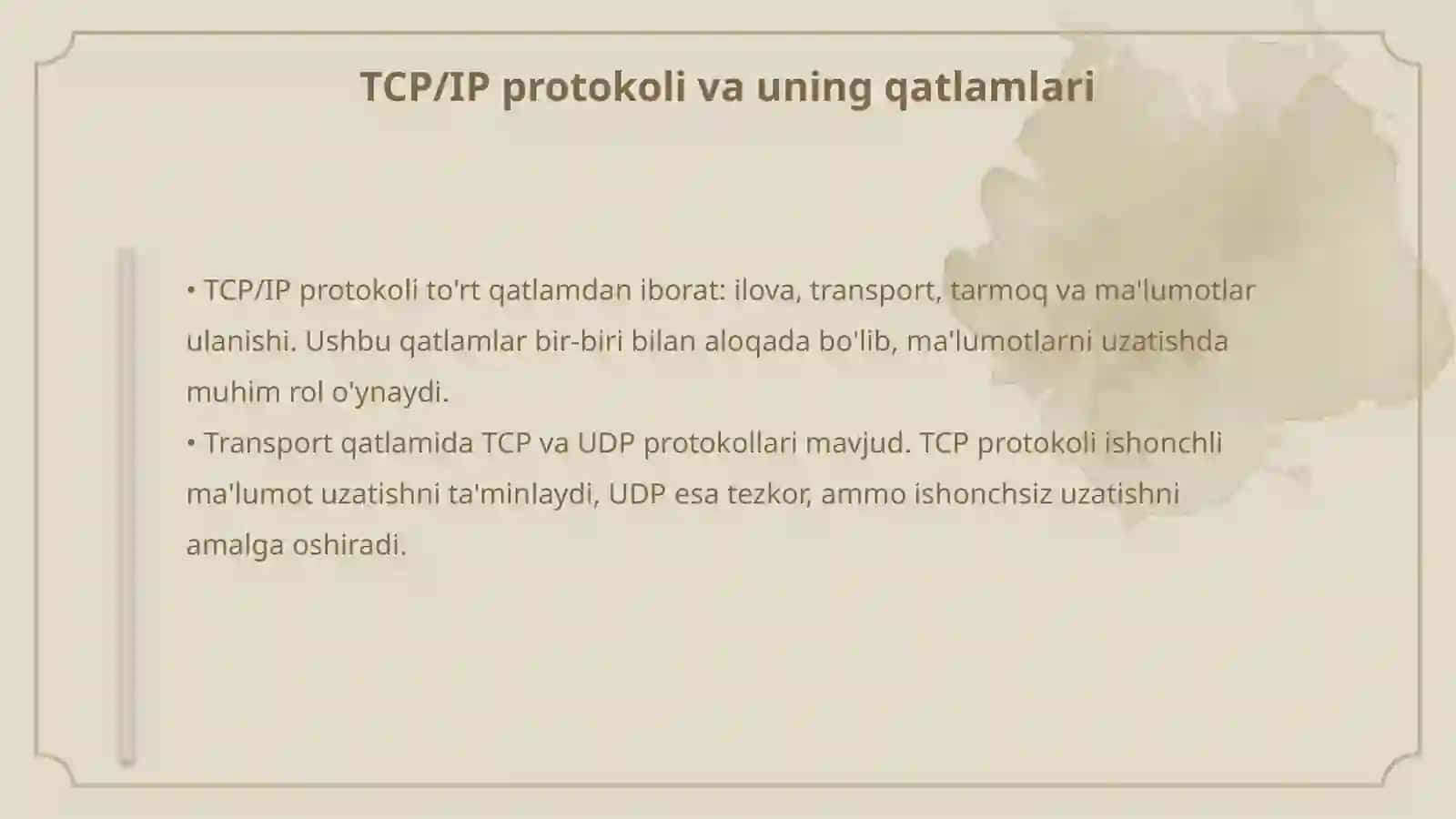 Kompyuter tarmoqlarining asosiy protokollari 4