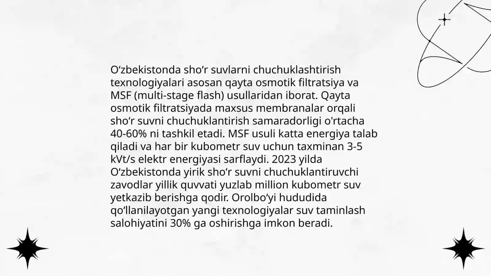 Shoʻr suvlarni chuchuklashtirish usullari 4