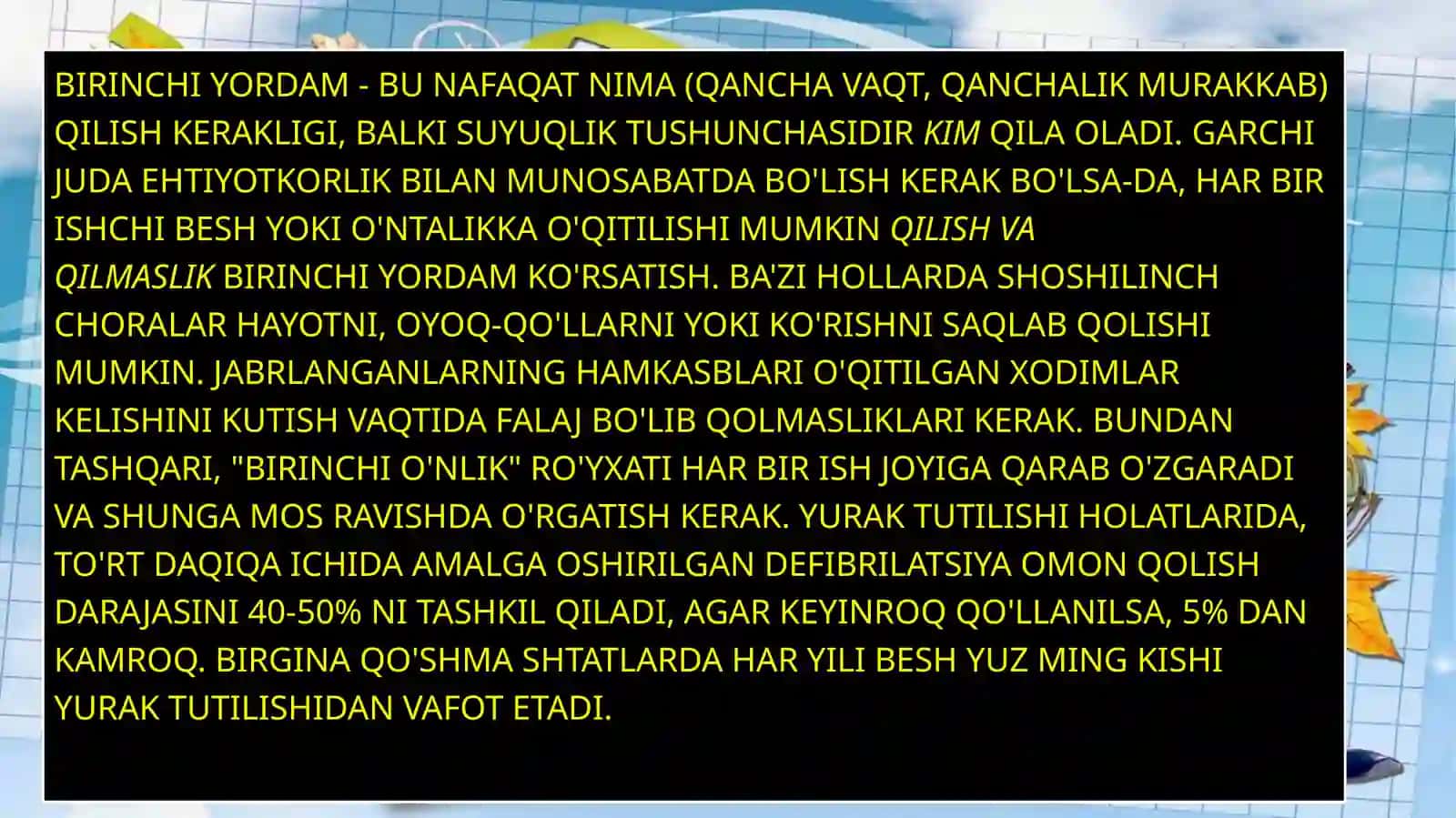Birinchitibbiyyordamning ahamiyati va unibajarishning umumiy qoidalari 4