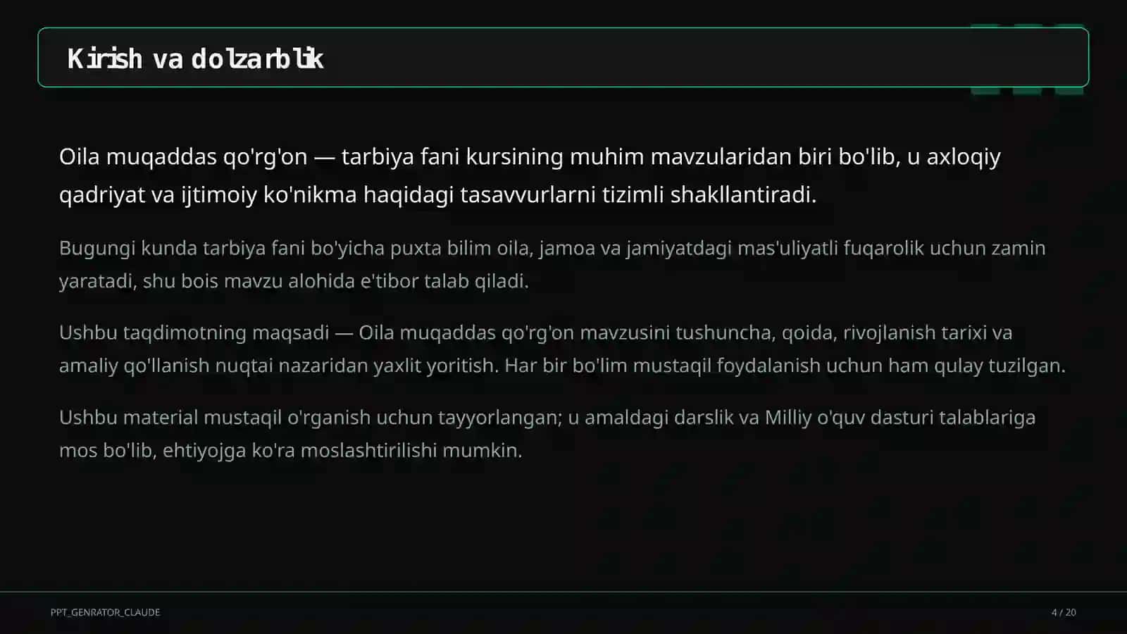Oila muqaddas qo'rg'on (5-sinf) 4