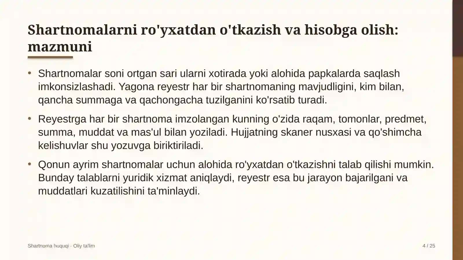 gaz ta'minoti korxonalarida shartnomalarni ro'yxatdan o'tkazish va hisobga olish 3474 4