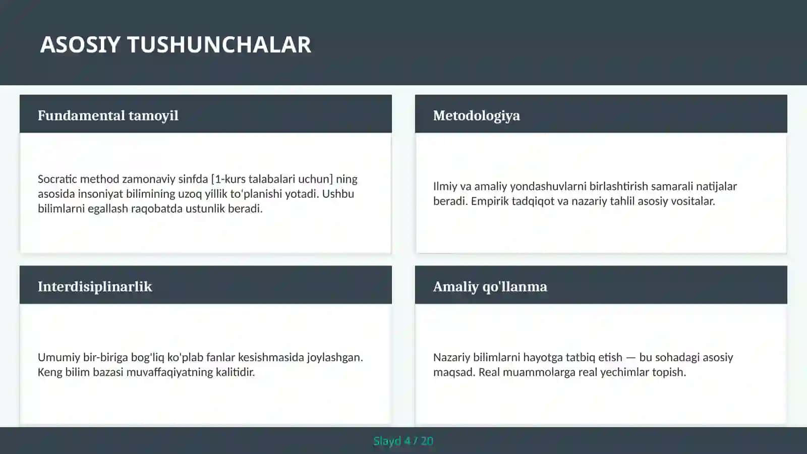 Socratic method zamonaviy sinfda [1-kurs talabalari uchun] 4