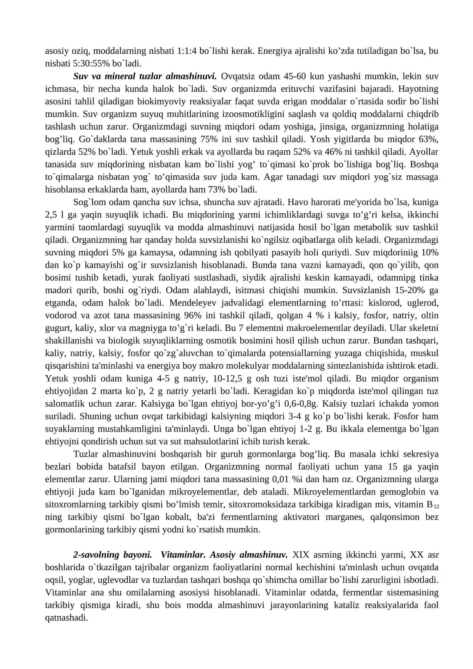Modda va energiya almashinuvi fiziologiyasi 4