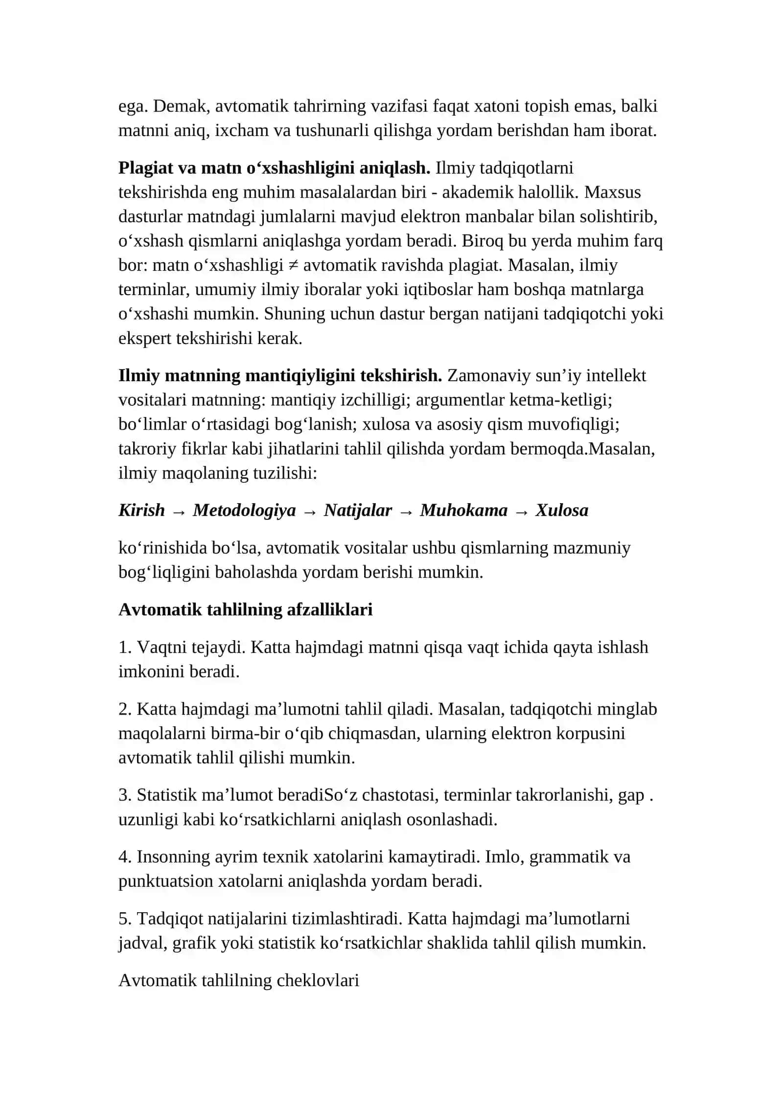 Avtomatik tahlil metodi. Ilmiy tadqiqotlarni tekshirish va tahrirlash 4