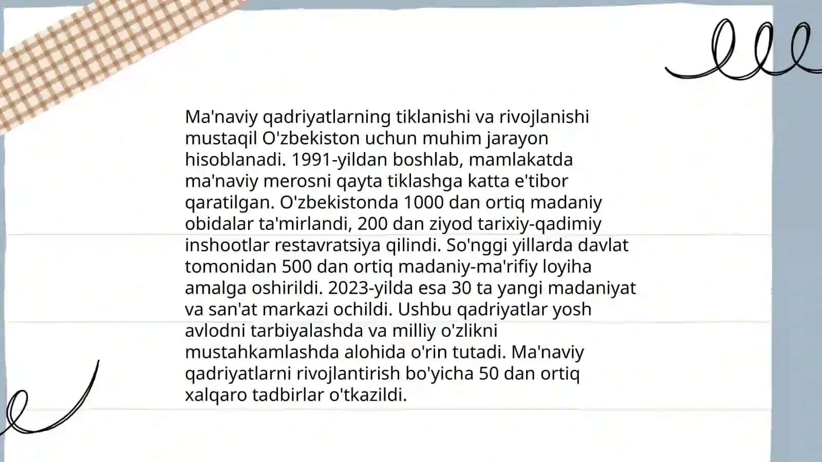 Mustaqillik yillarida ma'naviy va madaniy taraqqiyot 4