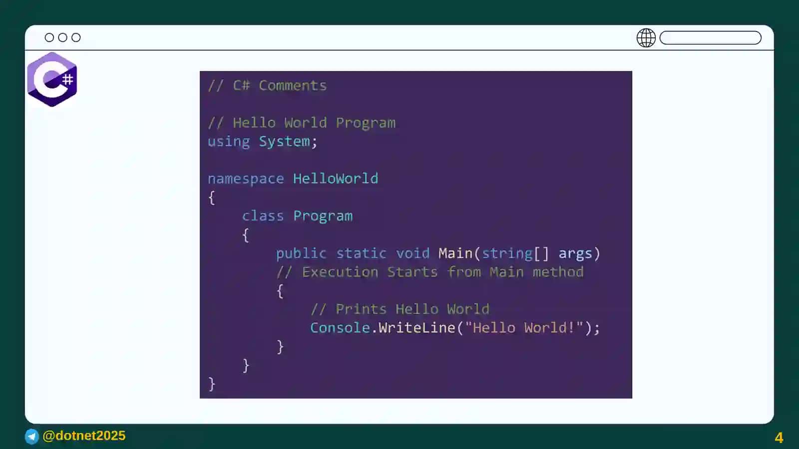 C# Programming Language Overview and Practice Environment Build 4