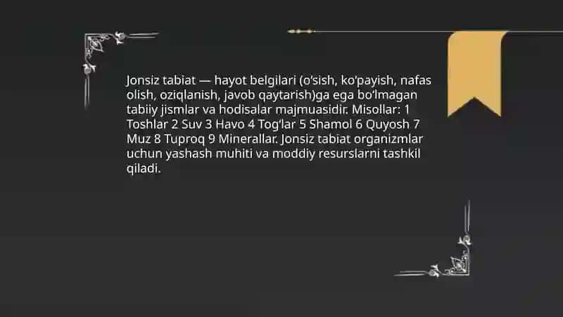 Jonli va jonsiz tabiat nima? 4