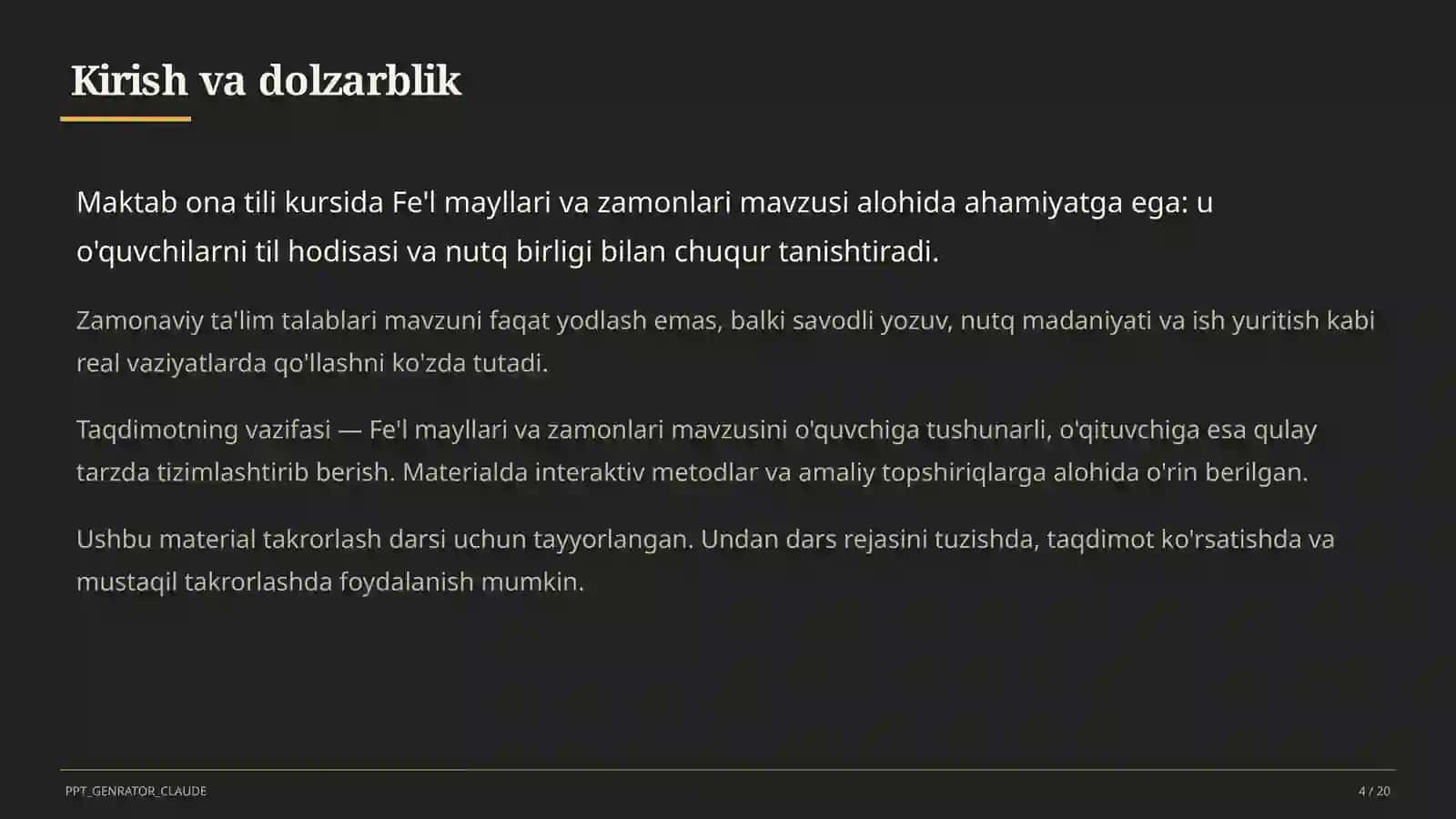 Fe'l mayllari va zamonlari (7-sinf) 4