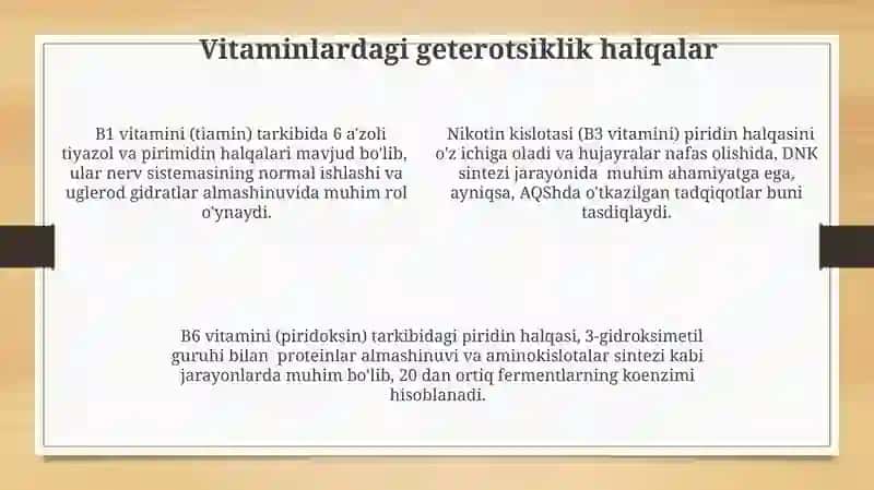 Geterotsiklik birikmalar va dorivor vositalar 4
