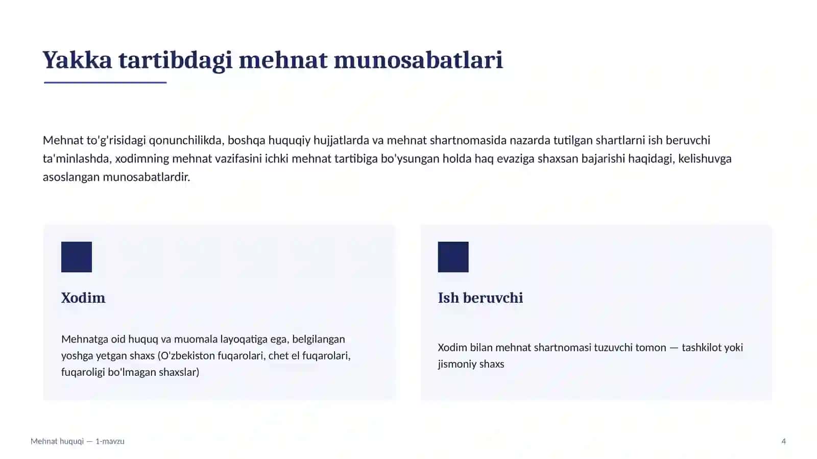 Mehnat huquqining predmeti, vazifalari, metodi, tizimi va manbalari 4