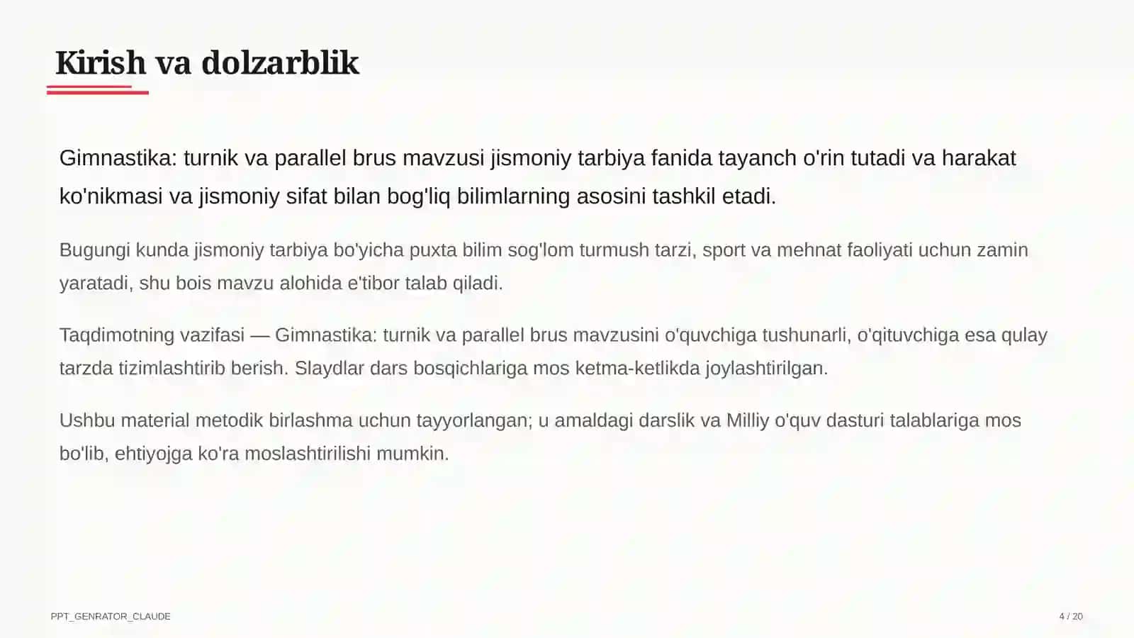 Gimnastika: turnik va parallel brus (6-sinf) 4