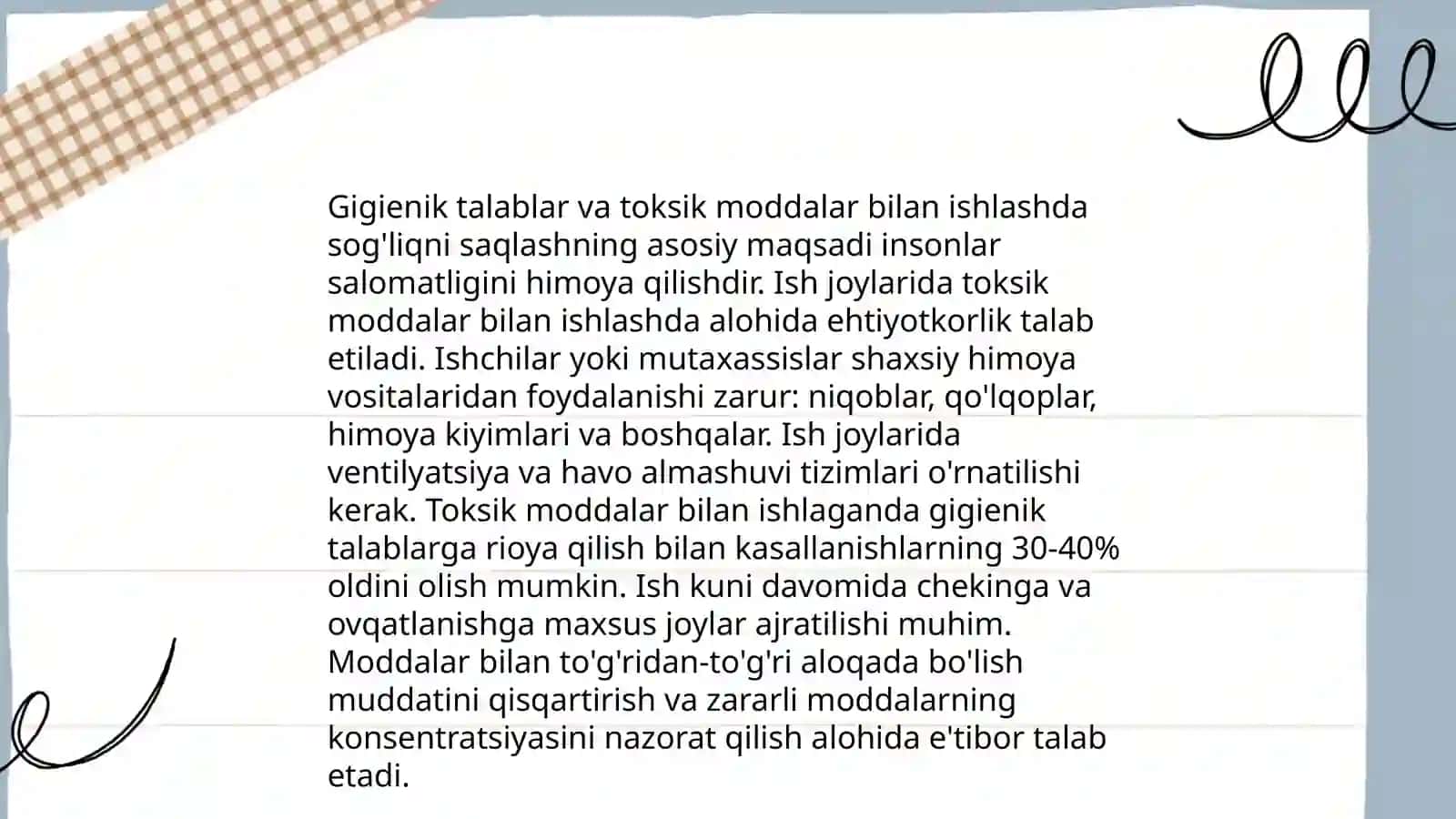 Zaharlanish xavfi yuqori bo'lgan kasblarda ishlovchilarga maxsus ovqatlanish dasturlari 4