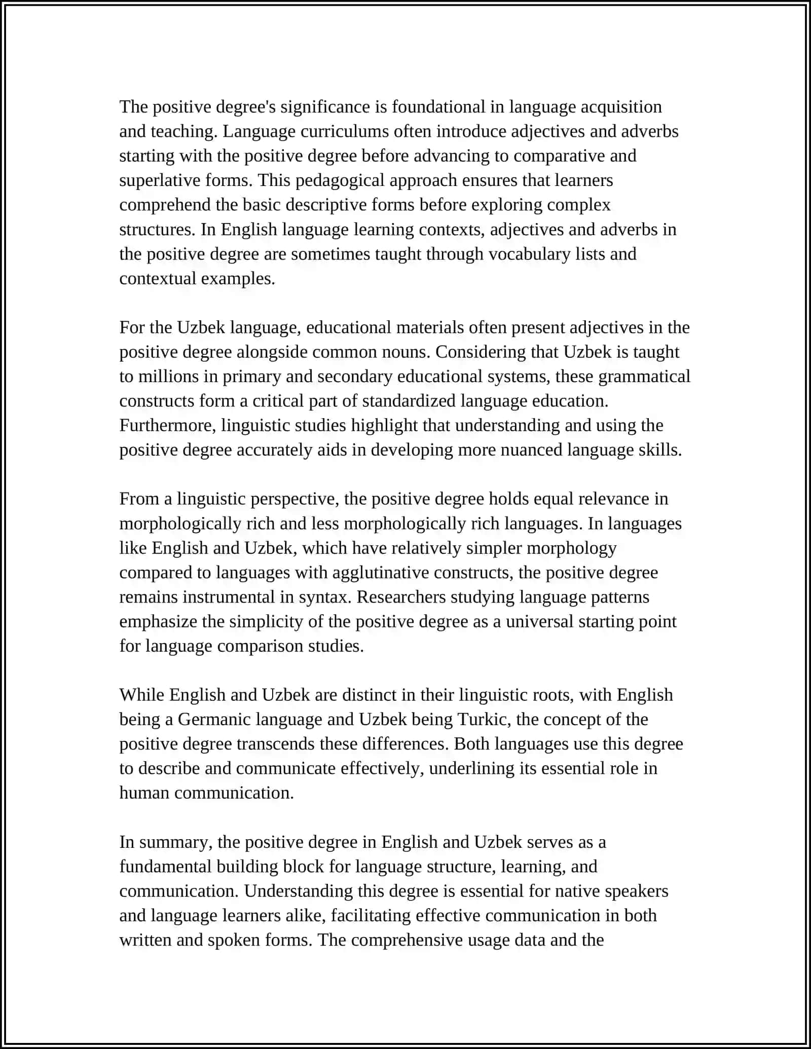 SIMILARITIES AND DIFFERENCES OF DEGREE OF ADJECTIVE IN ENGLISH AND UZBEK LANGUAGE GRAMMAR 4