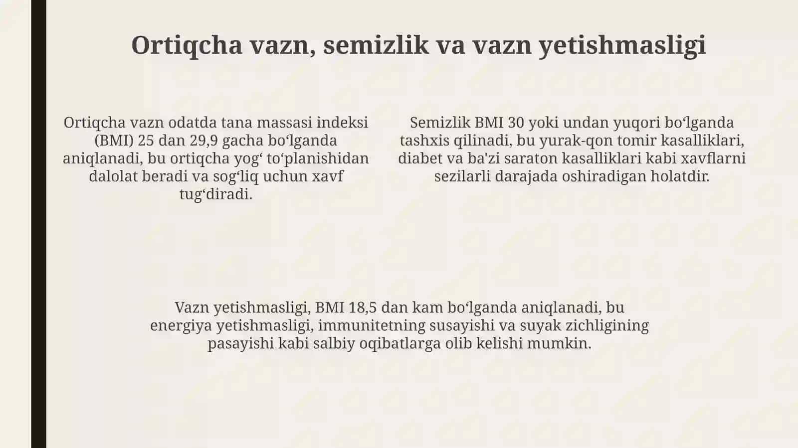 Jismoniy tarbiya: Tana vazni va qo'matinishi 4