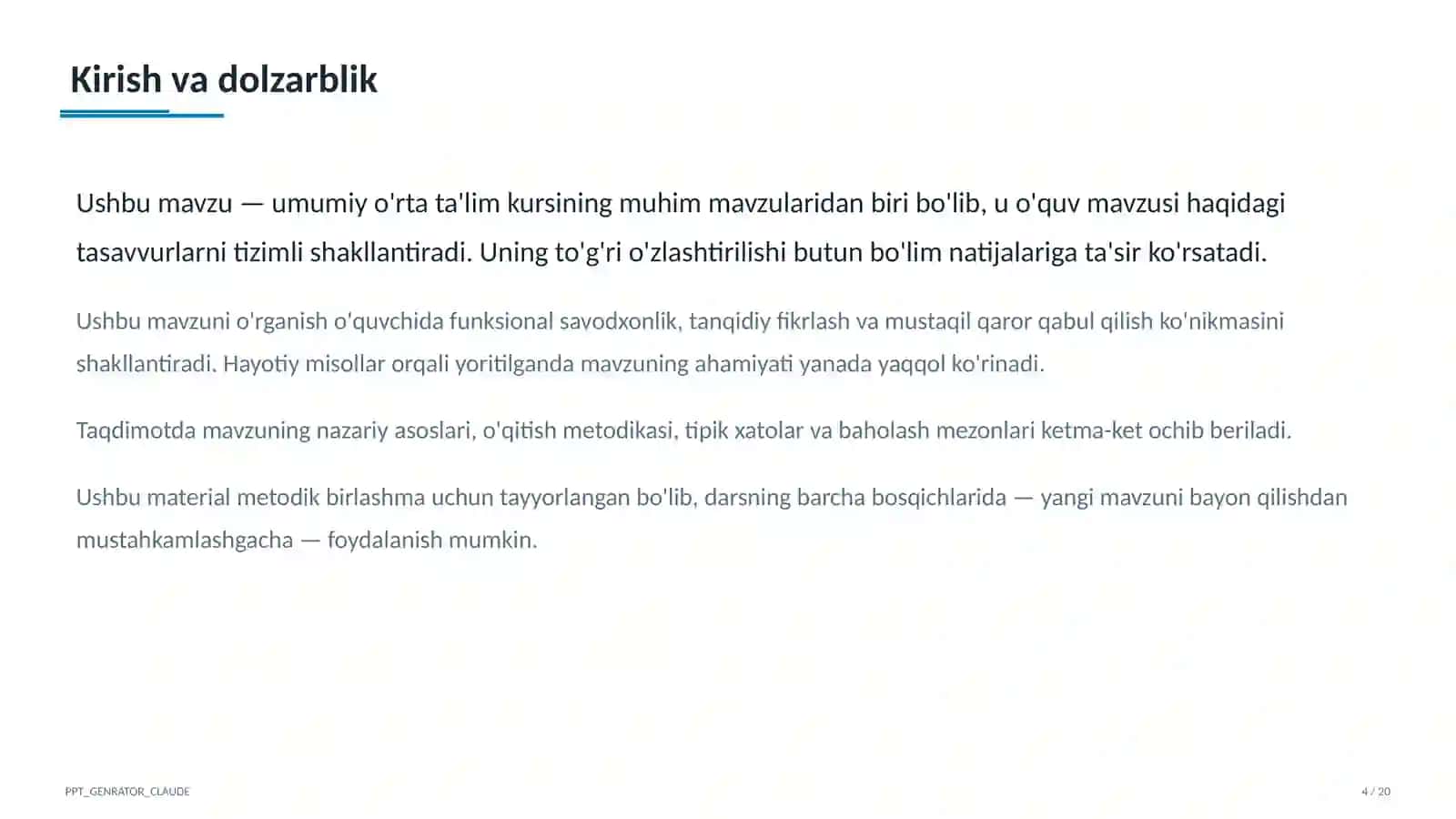 Spiral yondashuv: bilim va ko'nikmalarni sinfdan sinfga bosqichma-bosqich rivojlantirish 4