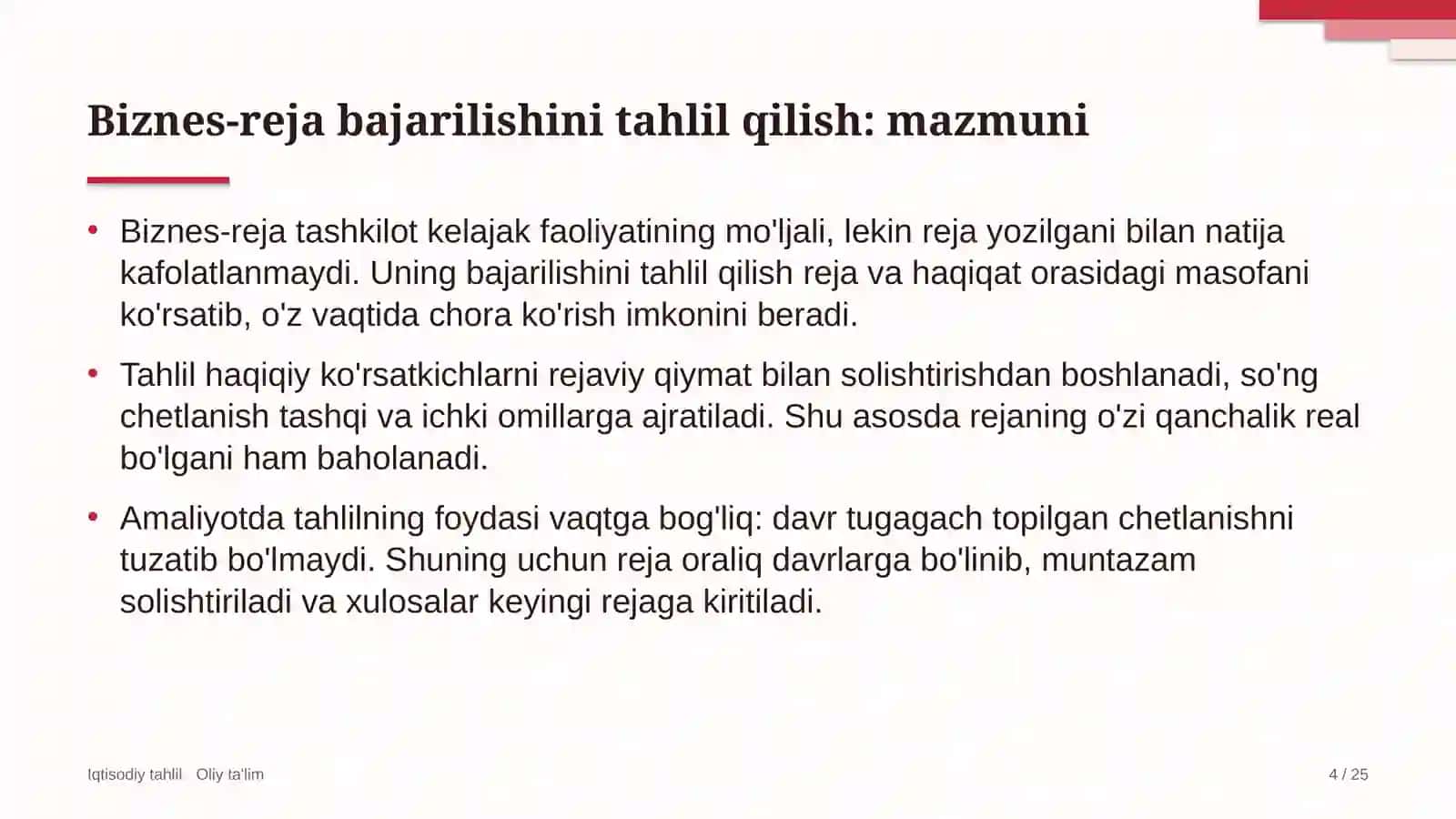 Madaniy meros obyektlarida biznes-reja bajarilishini tahlil qilish 4