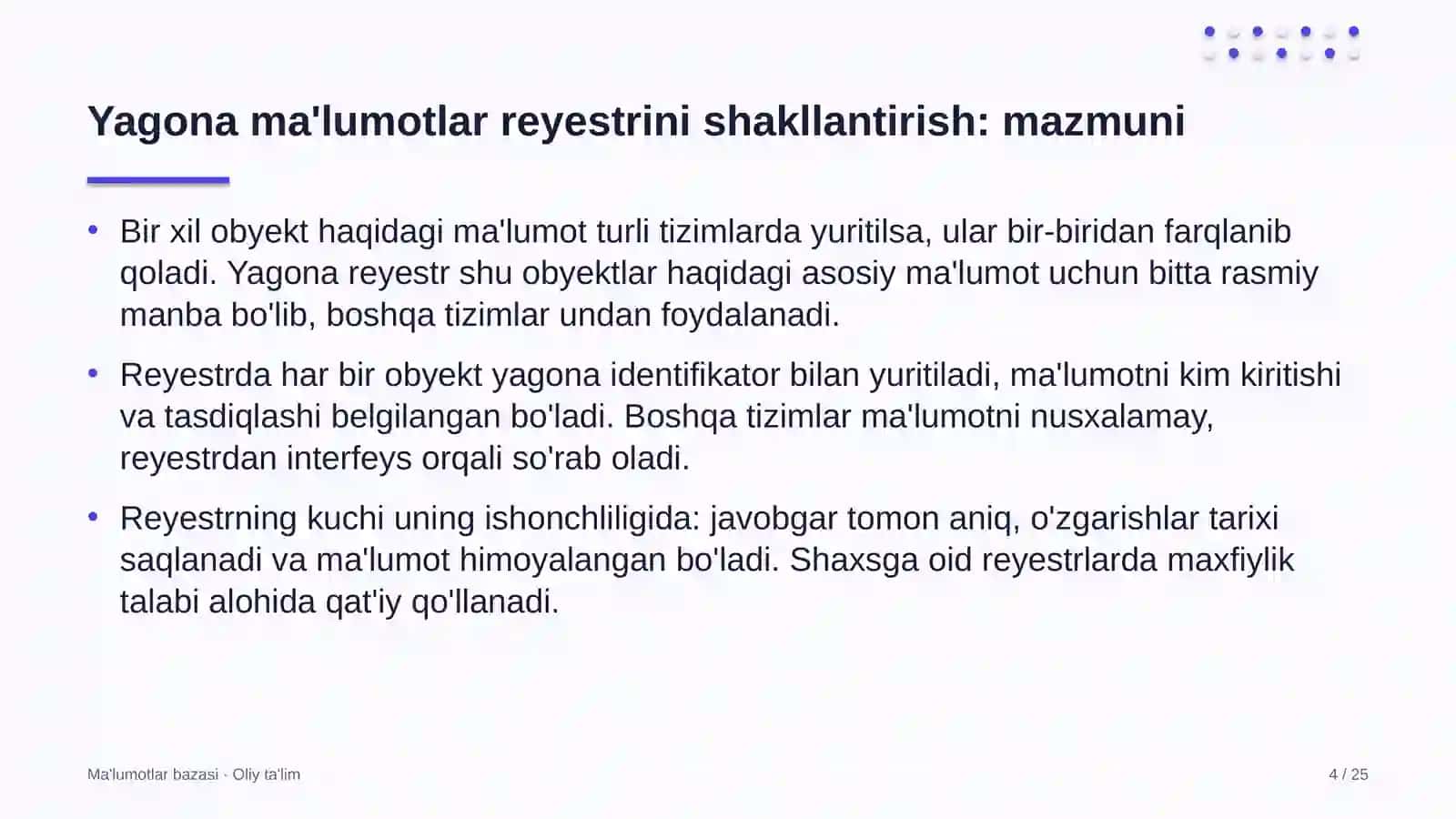 Ekologik ta'limda yagona ma'lumotlar reyestrini shakllantirish 4