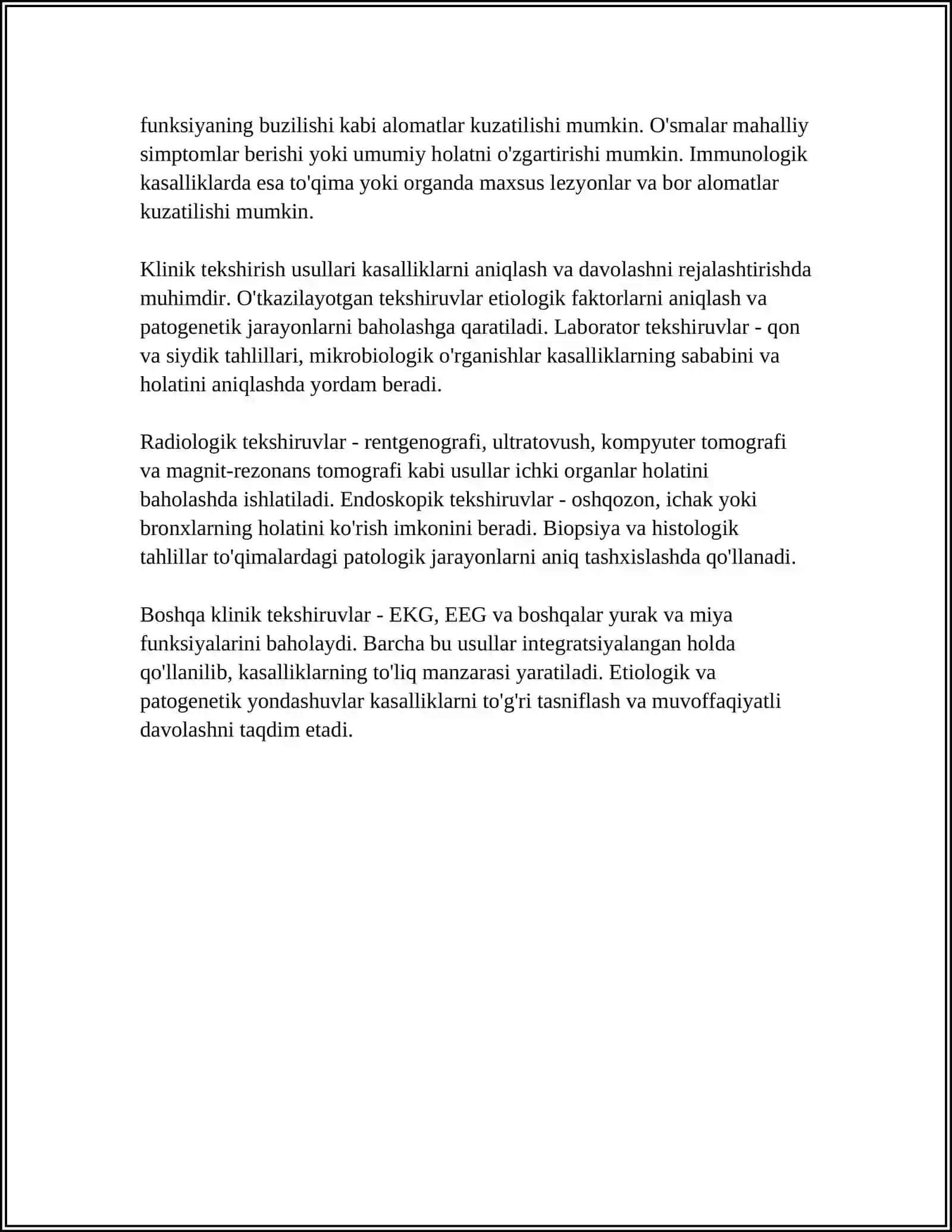 OBSHQ KASALLIKLARINI TASNIFI, TOʻQIMALARDA RIVOJLANADIGAN PATOLOGIK JARAYONLARI 4