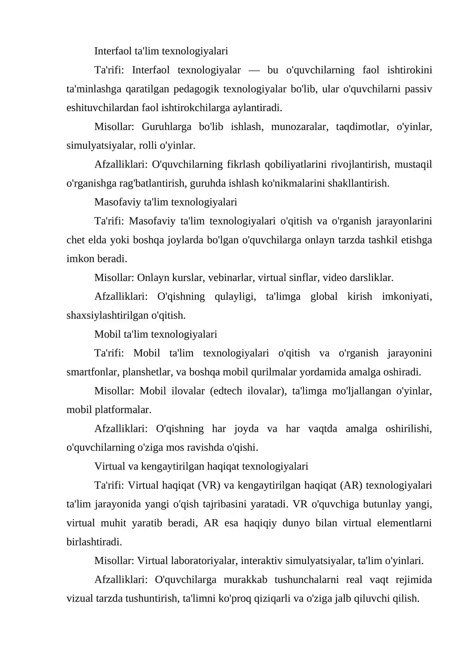 Mashg'ulotlarni tashkil etishda pedagogik texnologiyalardan foydalanish 4