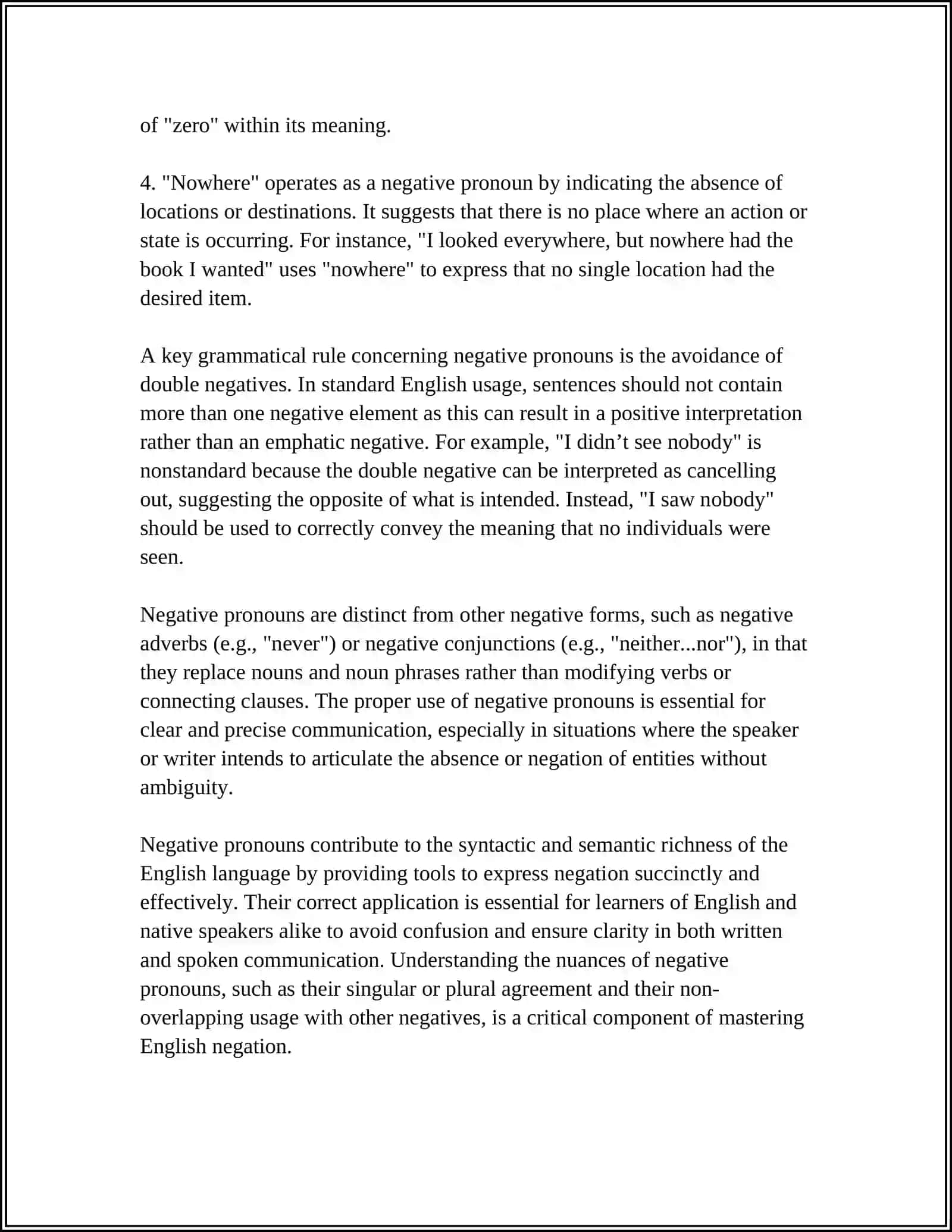NEGATIVE PRONOUNS 4