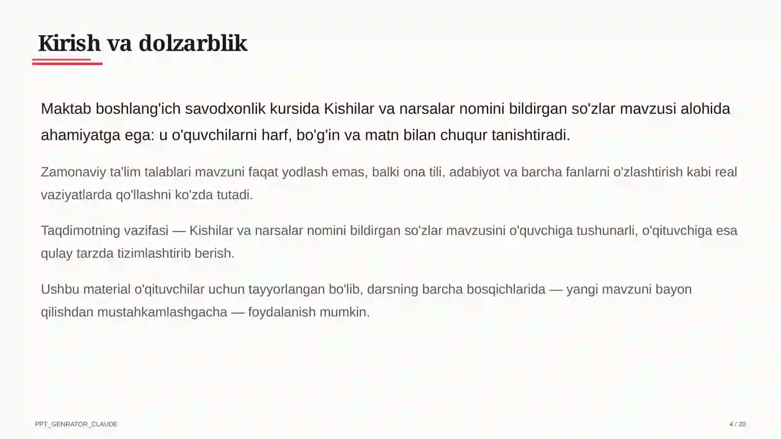 Kishilar va narsalar nomini bildirgan so'zlar (2-sinf) 4