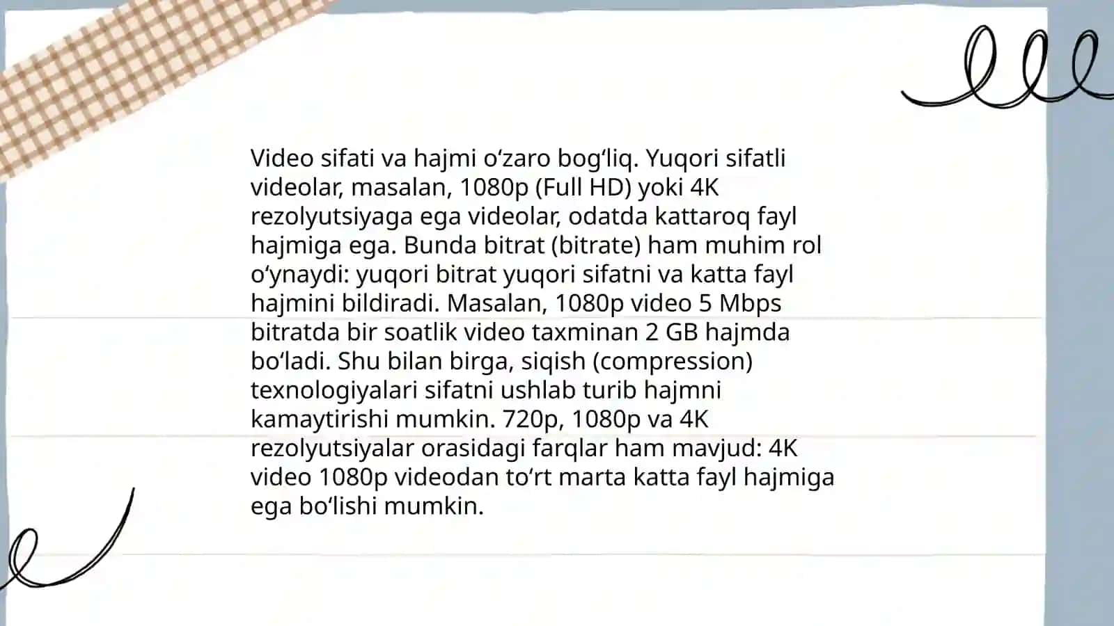 Audio va video axborotlar hajmini aniqlash 4