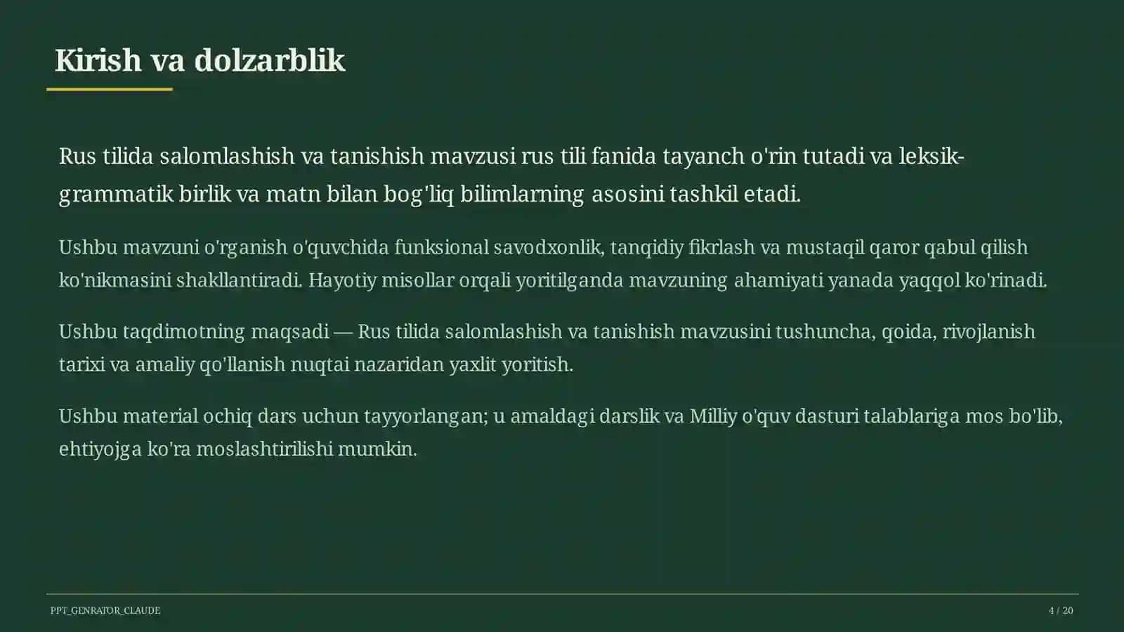 Rus tilida salomlashish va tanishish (2-sinf) 4