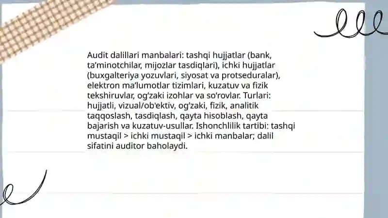 Auditorlik jarayonida maʼlumotlarni yigʻish va umumlashtirish 4