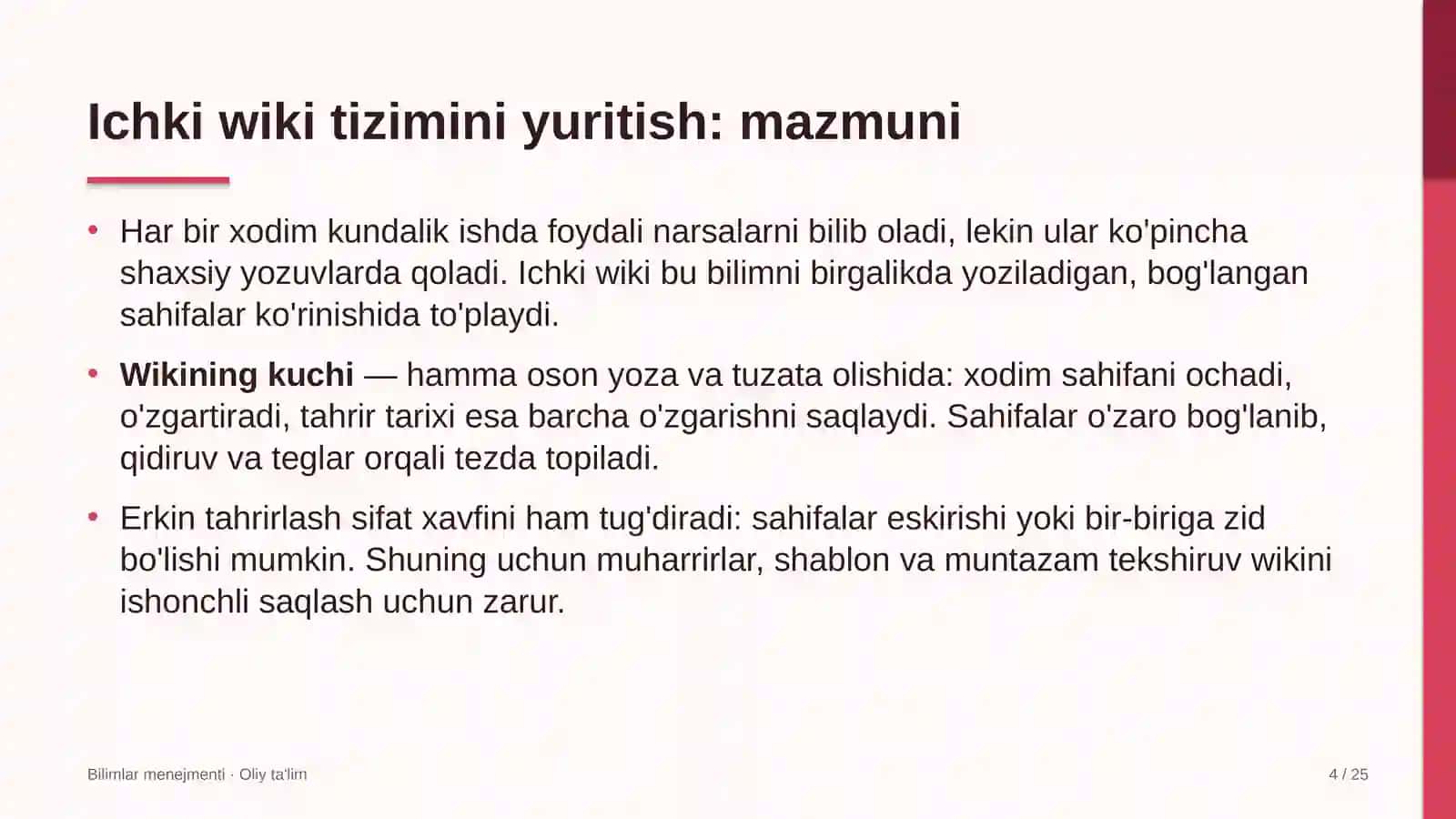 Ziyorat turizmida ichki wiki tizimini yuritish 4
