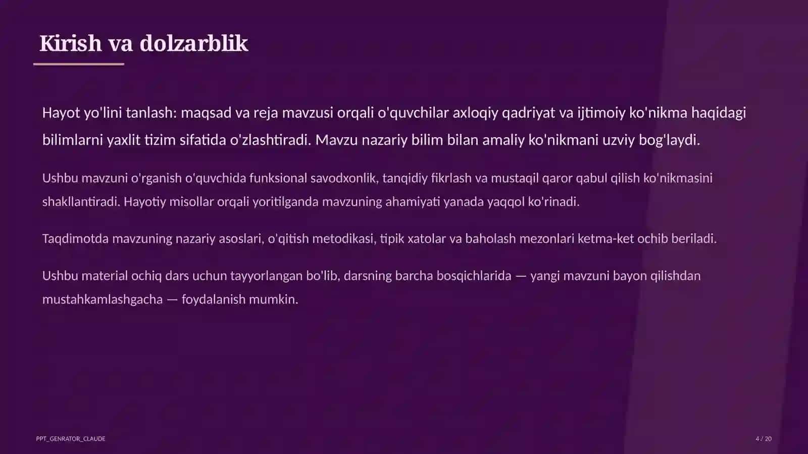 Hayot yo'lini tanlash: maqsad va reja (11-sinf) 4
