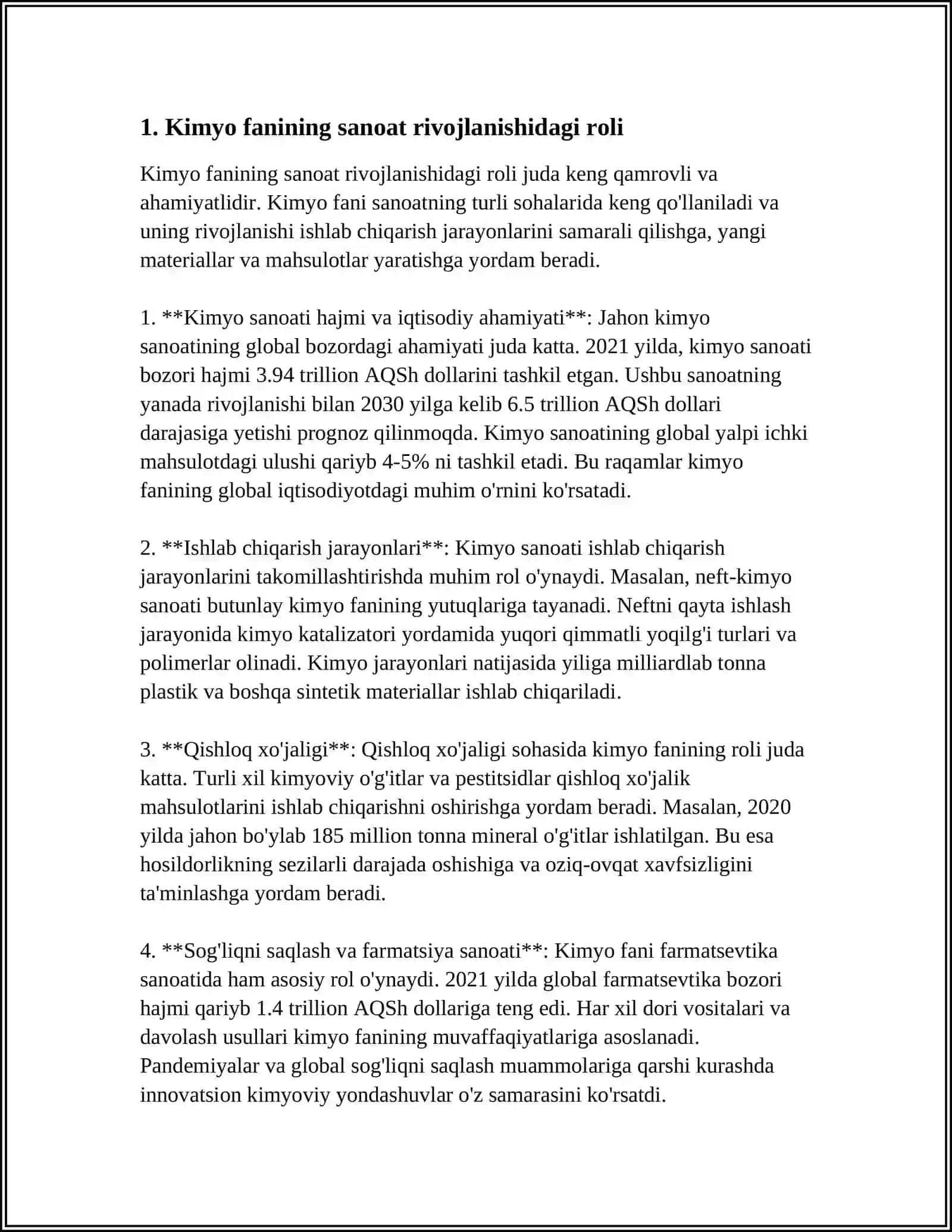 Kimyo Fanining Sanoat va Xalq Xo'jaligi Rivojidagi Ahamiyati 4