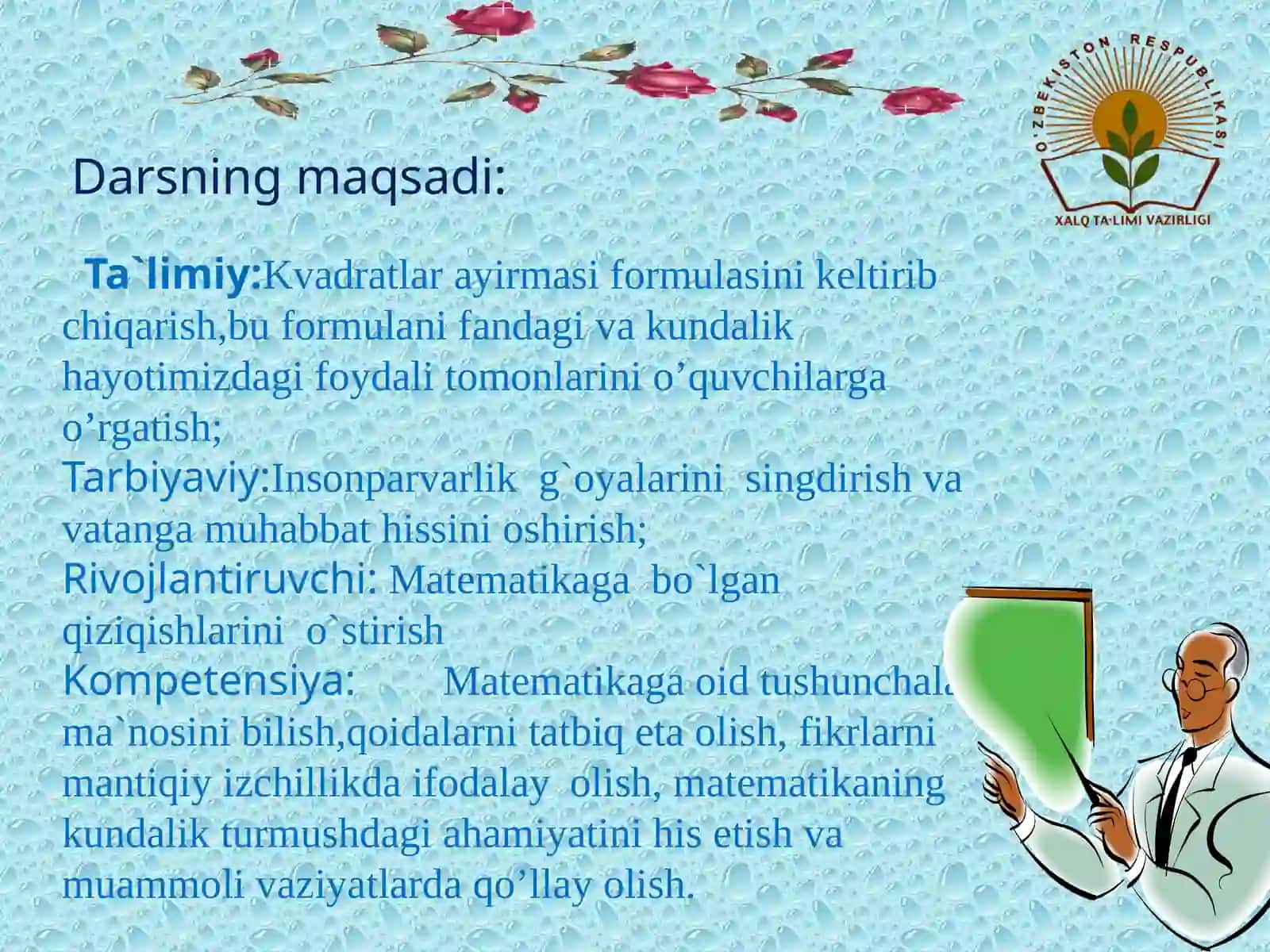 Kvadratlar ayirmasi formulasi 4