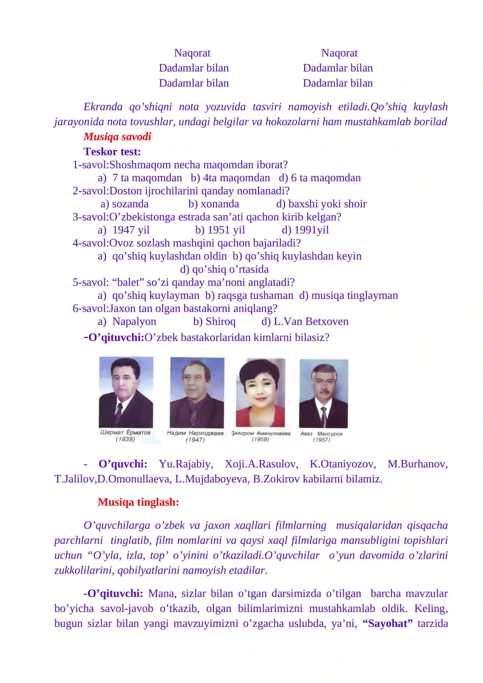 Televideniya va kino  musiqasi haqida. 4