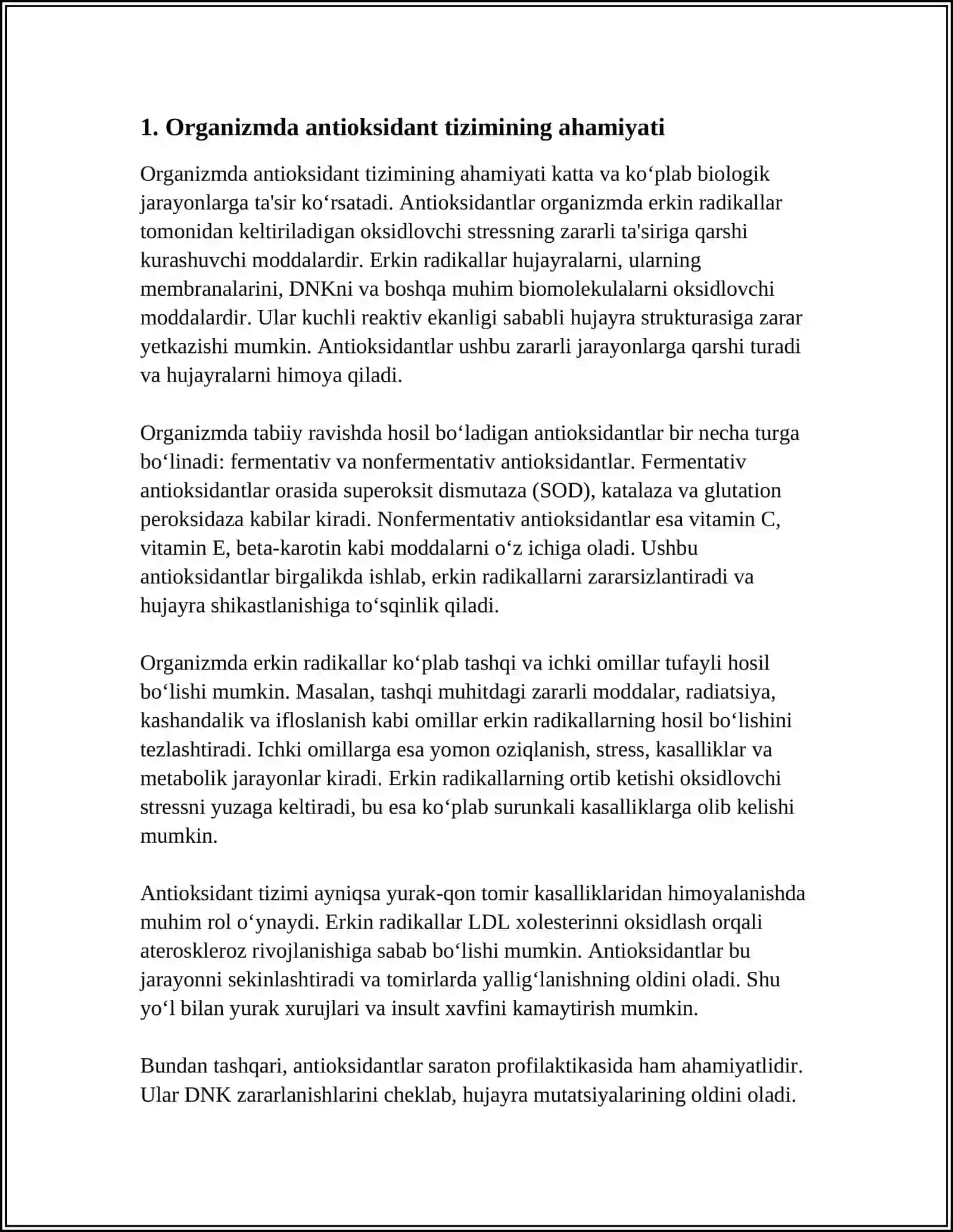 ORGANIMDAGI ANTIOKSIDANT TIZIM. ANTIOKSIDANT XUSUSITAYGA EGA BO'LGAN VITAMINLAR 4