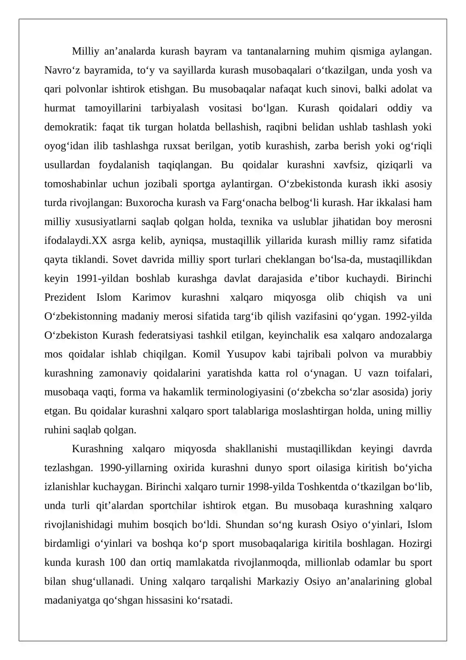 Kurash turi bo‘yicha jahon miqyosidagi musobaqalar o‘tkazilishi 4
