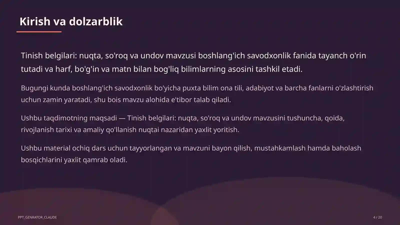 Tinish belgilari: nuqta, so'roq va undov (2-sinf) 4