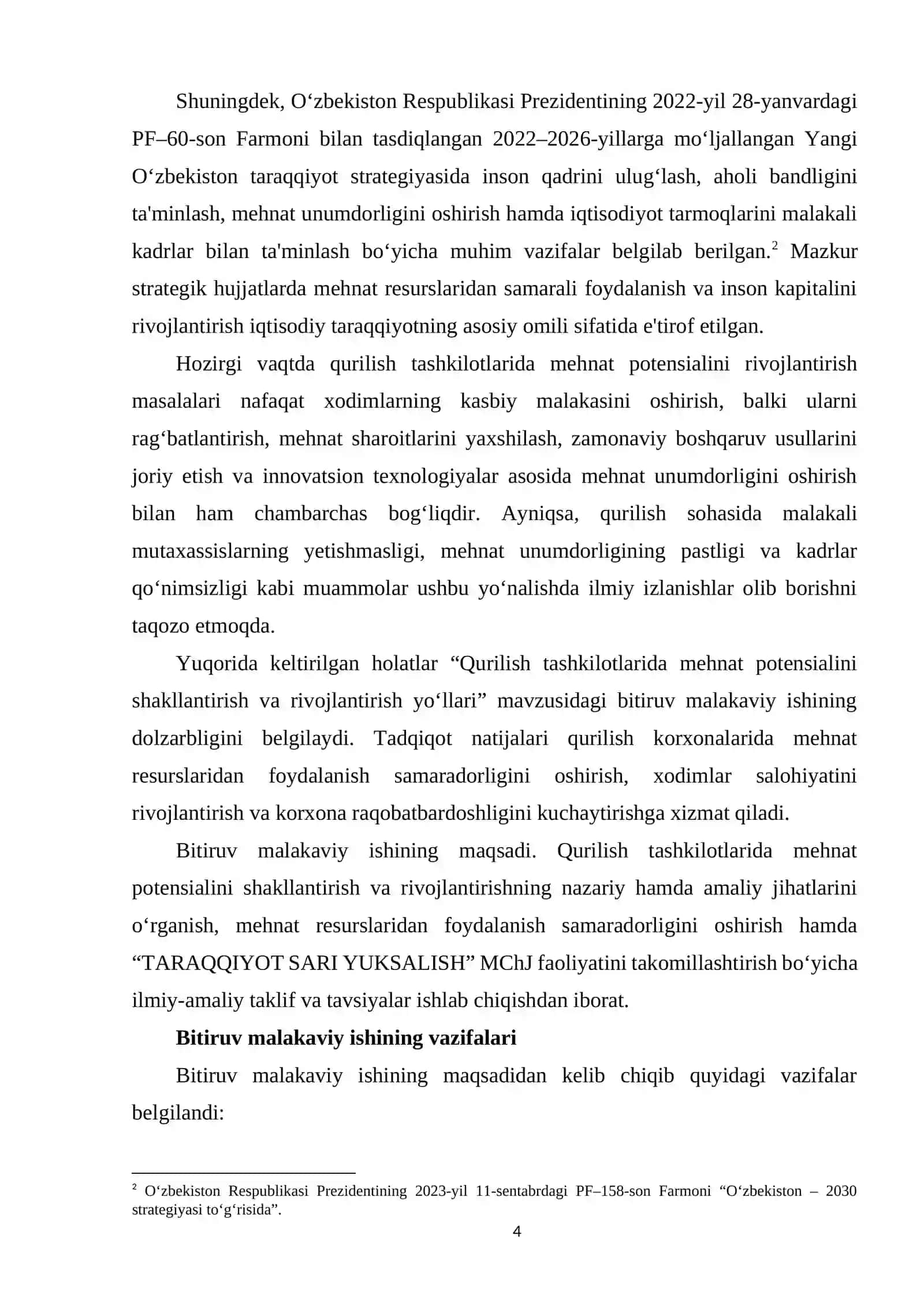 Qurilish tashkilotlarida mehnat potensialini shakllantirish va rivojlantirish yo‘llari 4