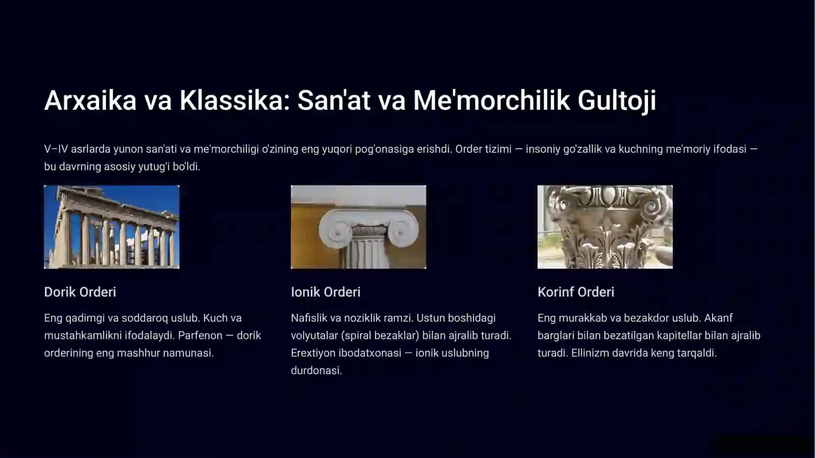 Antik dunyo. Egey dunyosi va Qadimgi yunon (Gretsiya-Ellada) Rim- Vizantiya xamda  O‘rta asrlar davri shaharsozligi.pptx 4
