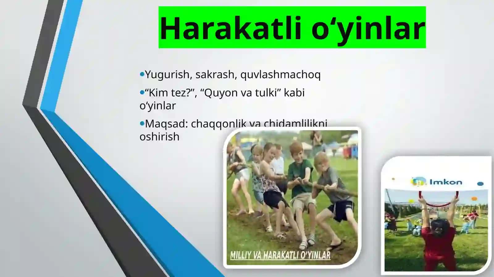 TABIAT QO’YNIDAGI TURLI O’YINLARNING MAZMUNINI YORITIB BERISH 4