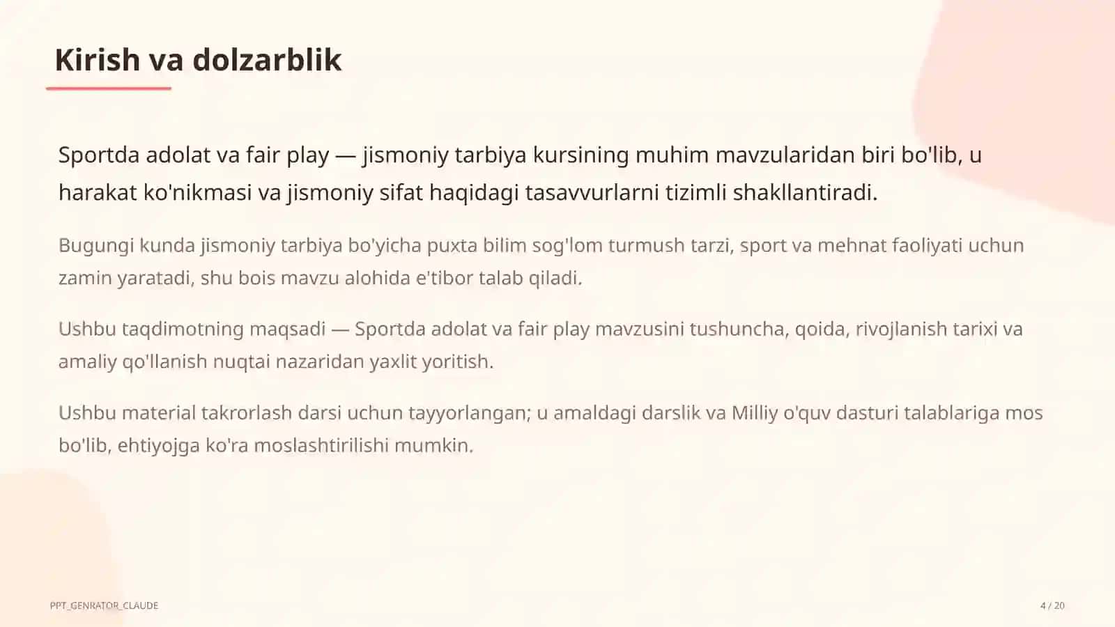 Sportda adolat va fair play (10-sinf) 4
